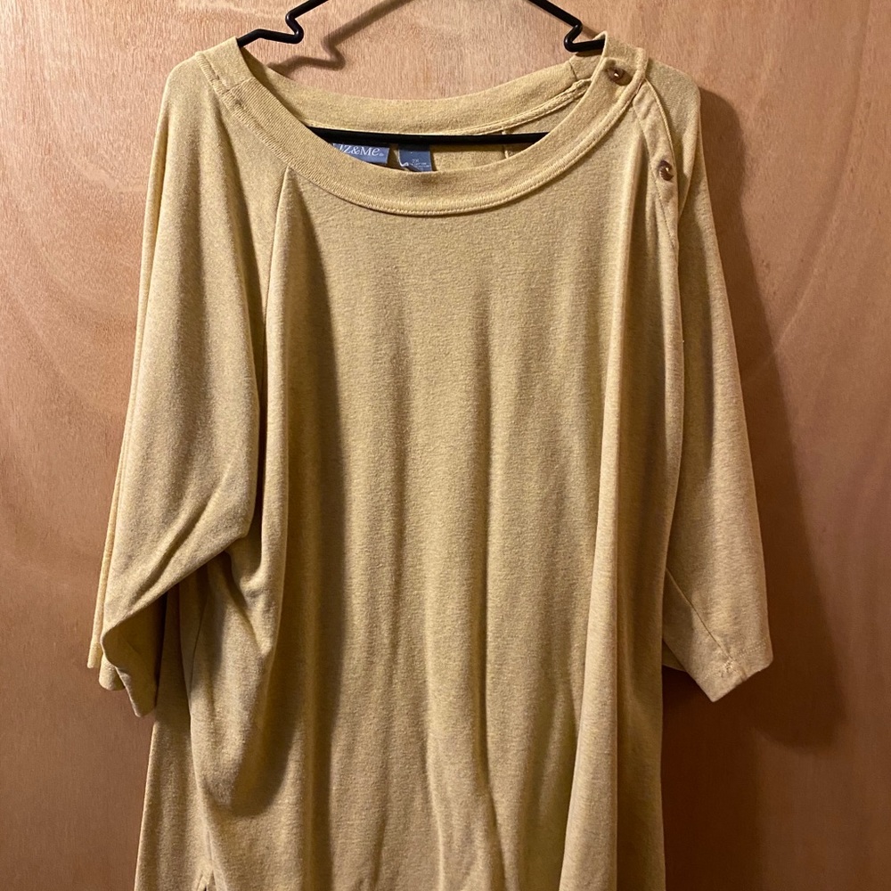 Mustard color with button accent.